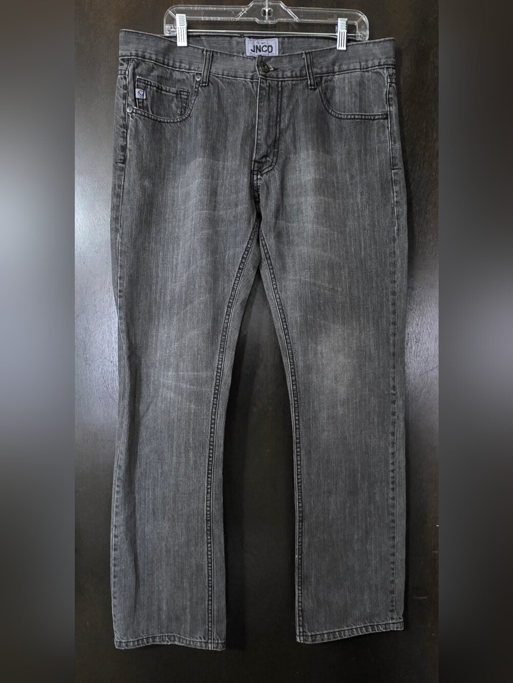 JNCO Slim Straight 101 Men's Size 36 Gray Wash Jeans Skate Embroidered 5 Pocket
